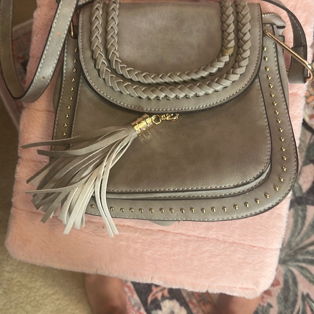 Elegant Gray Tassel Women Bag